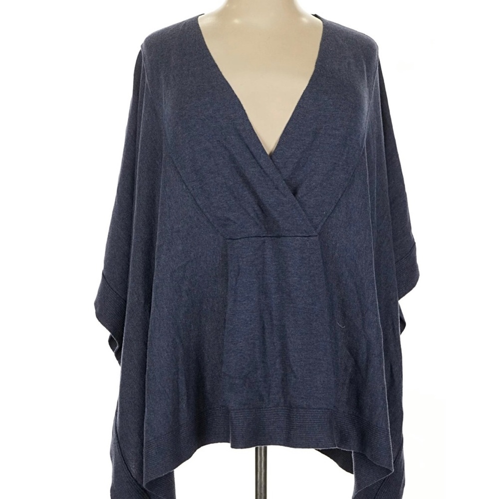 MarlaWynne Navy V-Neck Wrap Sweater Poncho